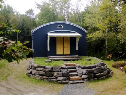 A cottage in Maine with double layers of Steelmaster to create a round steel exterior roof and insulated, exposed steel ceiling. A work in progress ...